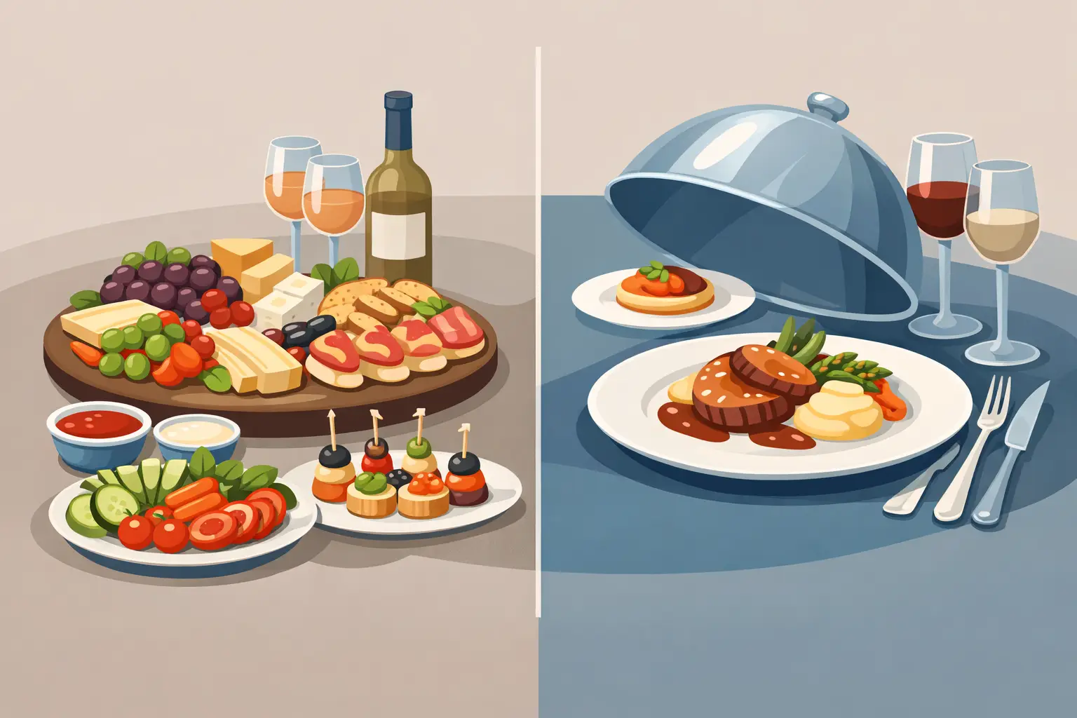 Platouri festive versus meniu servit