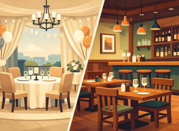 Salon privat versus restaurant clasic pentru petreceri mici