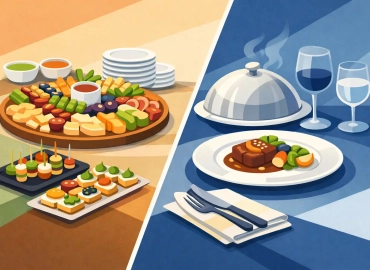 Catering pe platouri versus meniu servit